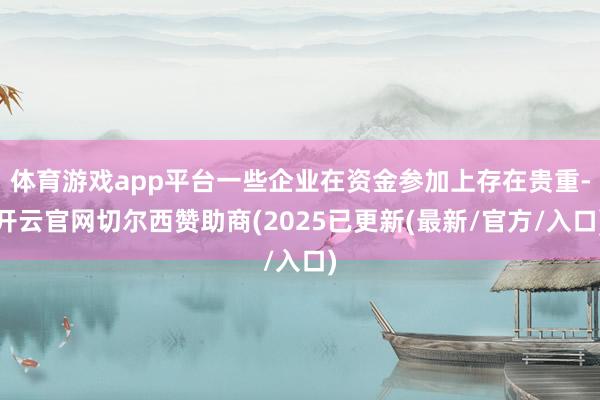 体育游戏app平台一些企业在资金参加上存在贵重-开云官网切尔西赞助商(2025已更新(最新/官方/入口)